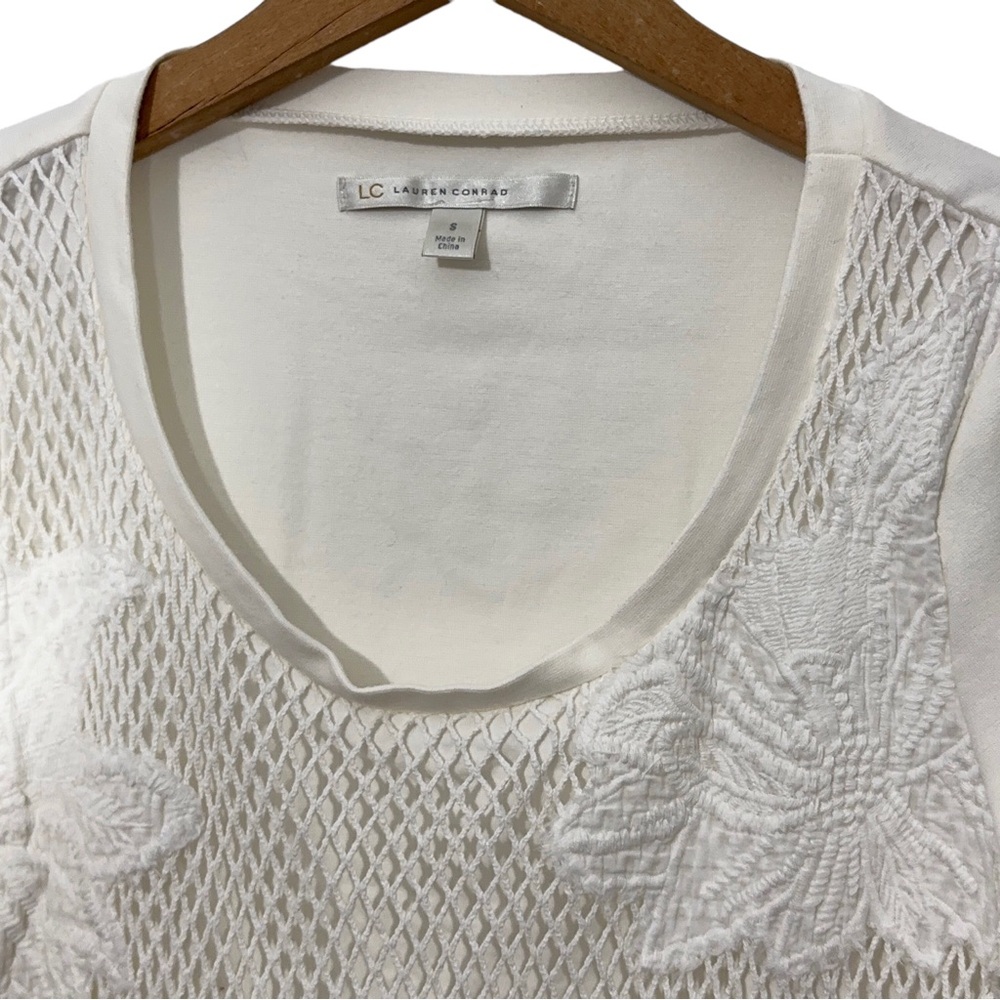 Lauren Conrad Cropped Floral Fishnet Top - Picture 2 of 4